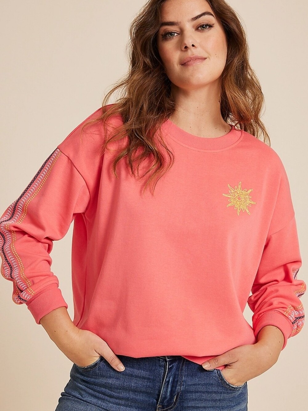 Maurices Embroidered Sun Relaxed Fit Sweatshirt